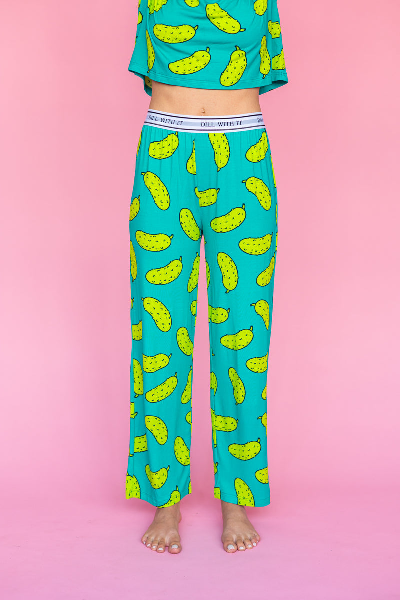 Flared Pajamas Pants "DILL WITH IT"