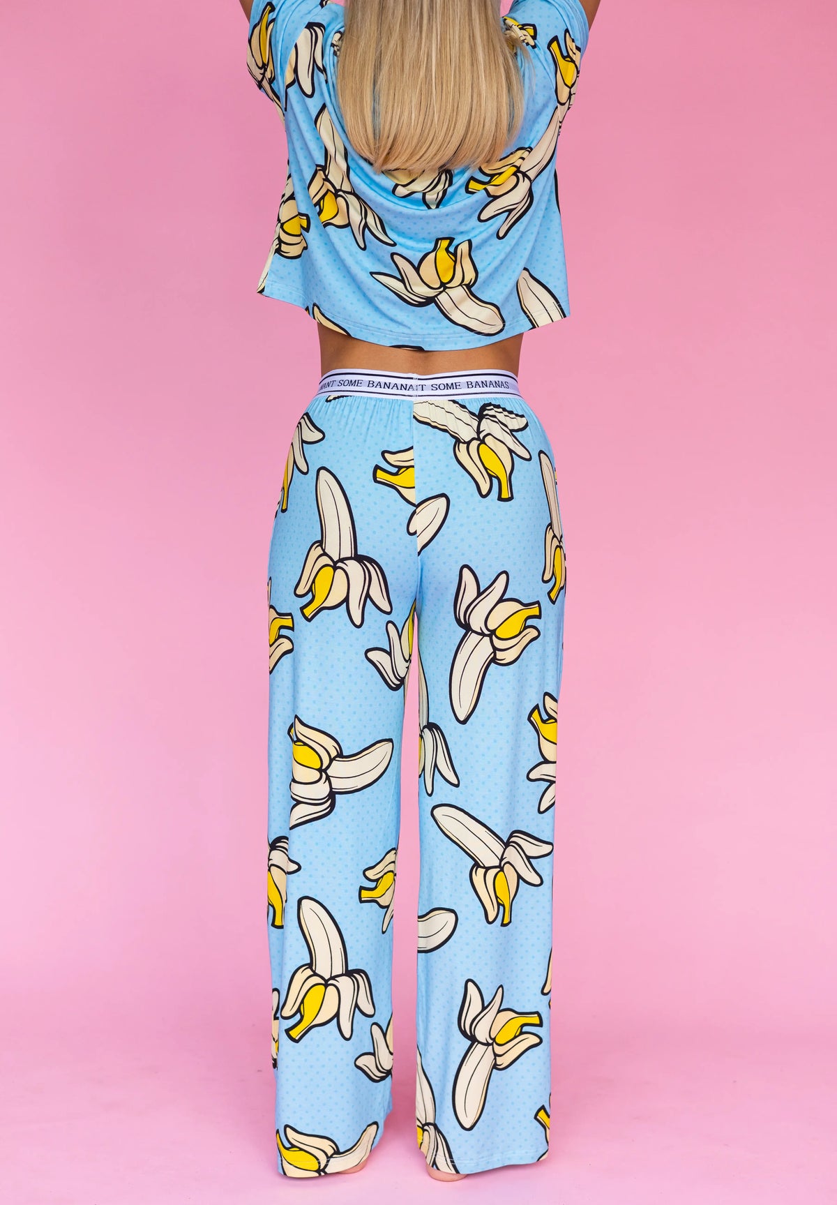 Flared Pajamas Pants "WANT SOME BANANAS"