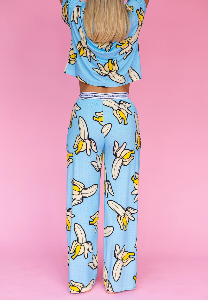 Flared Pajamas Pants "WANT SOME BANANAS"