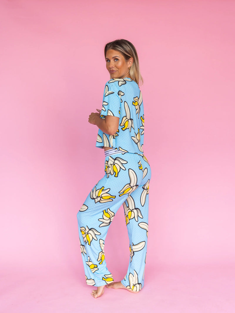 Flared Pajamas Pants "WANT SOME BANANAS"